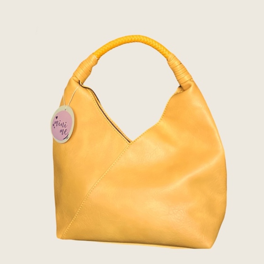 NEW  YELLOW Vegan leather mini hobo bag.  Knotted shoulder straps